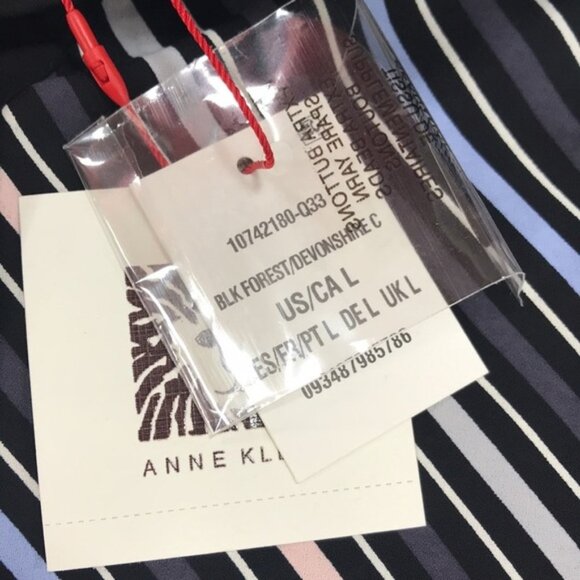 Anne Klein Striped Collared Top - Picture 5 of 7